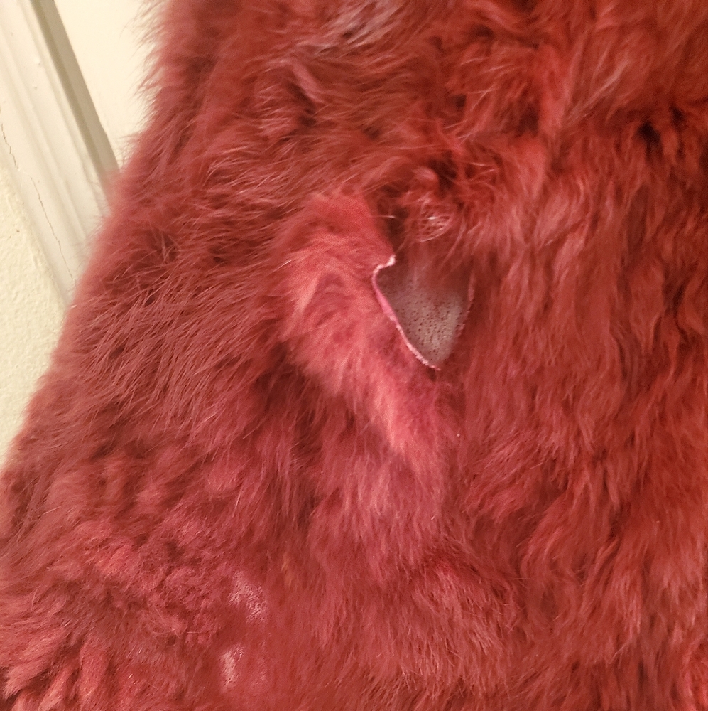 Ashley Stewart Red Teddy Jacket with Plush Faux Fur and hood - Picture 13 of 14